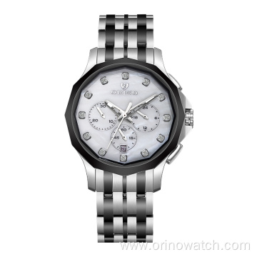 Stainless steel Polygon shape Chronograph Quartz Watch